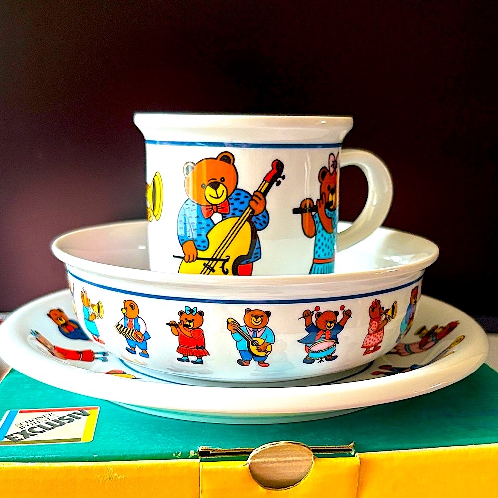 Children’s 3 pc set- Teddy Bear Orchestra Plate Bowl & Cup
